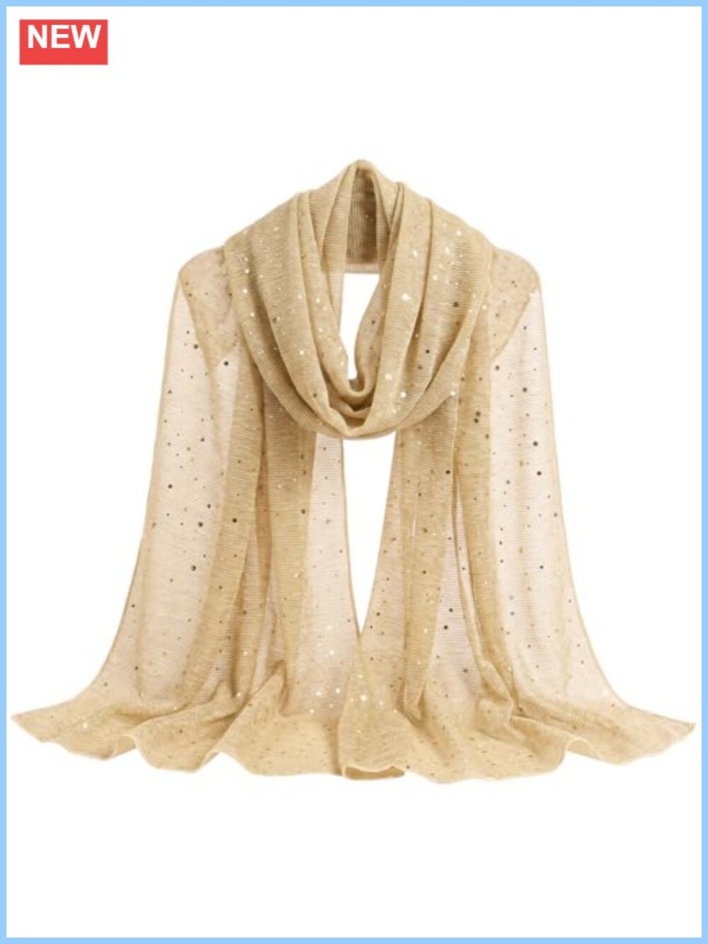 Sequin Mesh Sheer Bandana Square Scarf Wrap Shawl